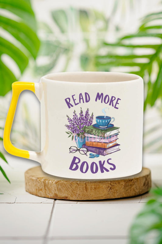 Read More Books Yazılı Kitap Okuma Teşviki Mottosu Hediyelik Kulplu Kupa Bardak