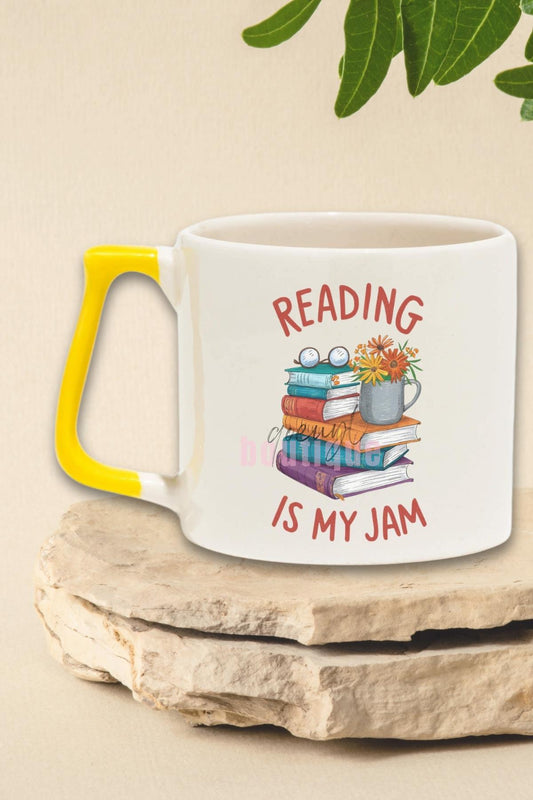 Reading Is My Jam Yazılı Kitap Okuma Tutkusu Hediyelik Kulplu Kupa Bardak