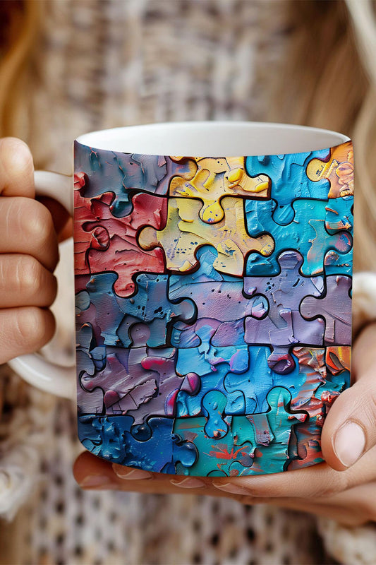 Renkli Puzzle No:1 3D Tasarım Görünümlü Baskılı Kupa Bardak Mug
