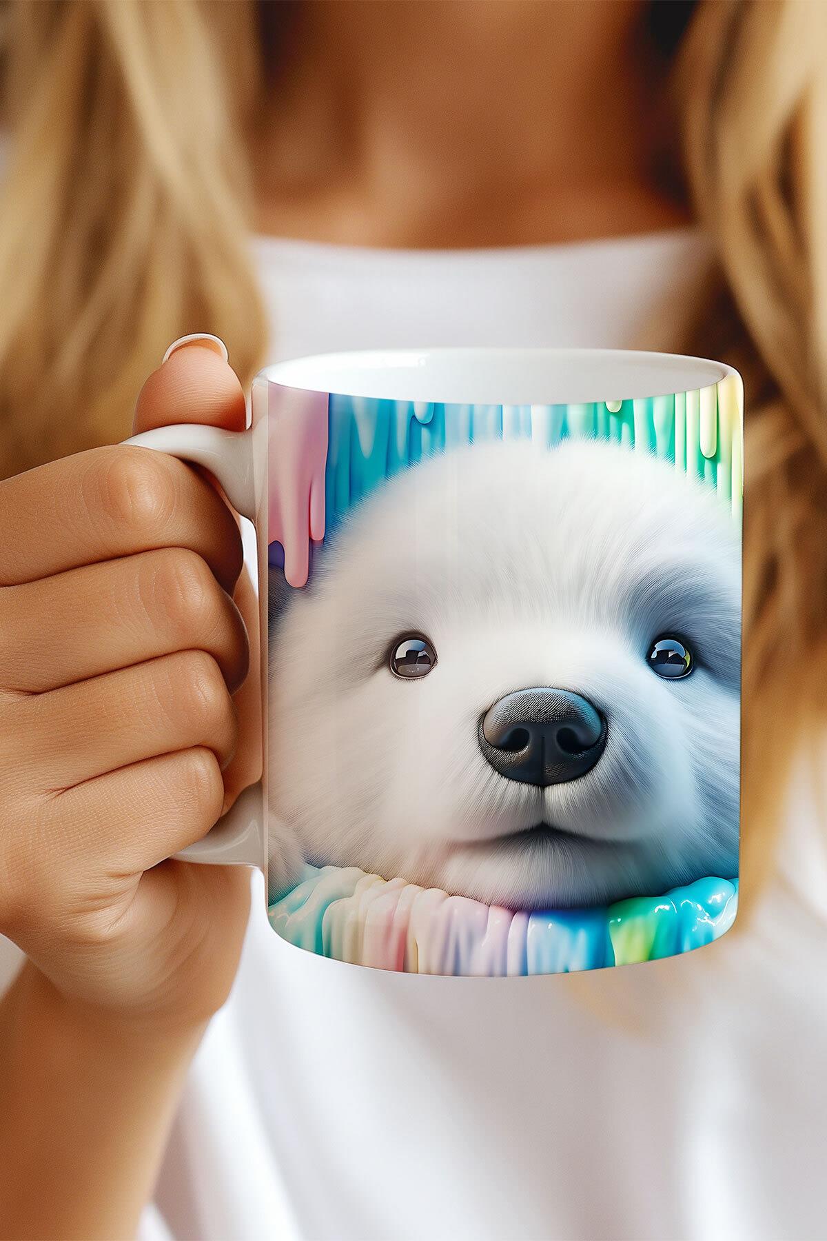 Renkli Sevimli Hayvanlar No:1 3D Tasarım Görünümlü Baskılı Kupa Bardak Mug