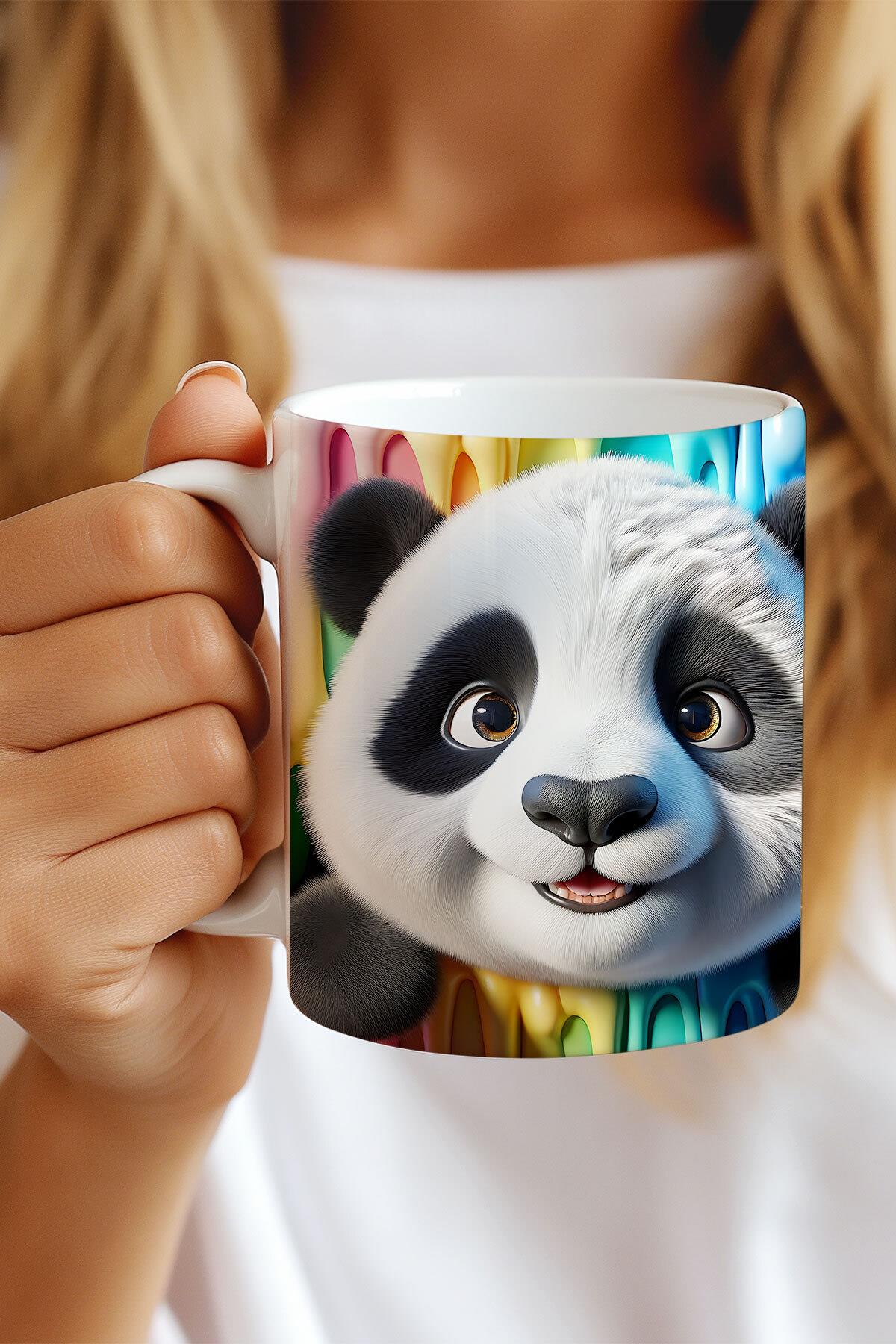 Renkli Sevimli Hayvanlar No:1 3D Tasarım Görünümlü Baskılı Kupa Bardak Mug