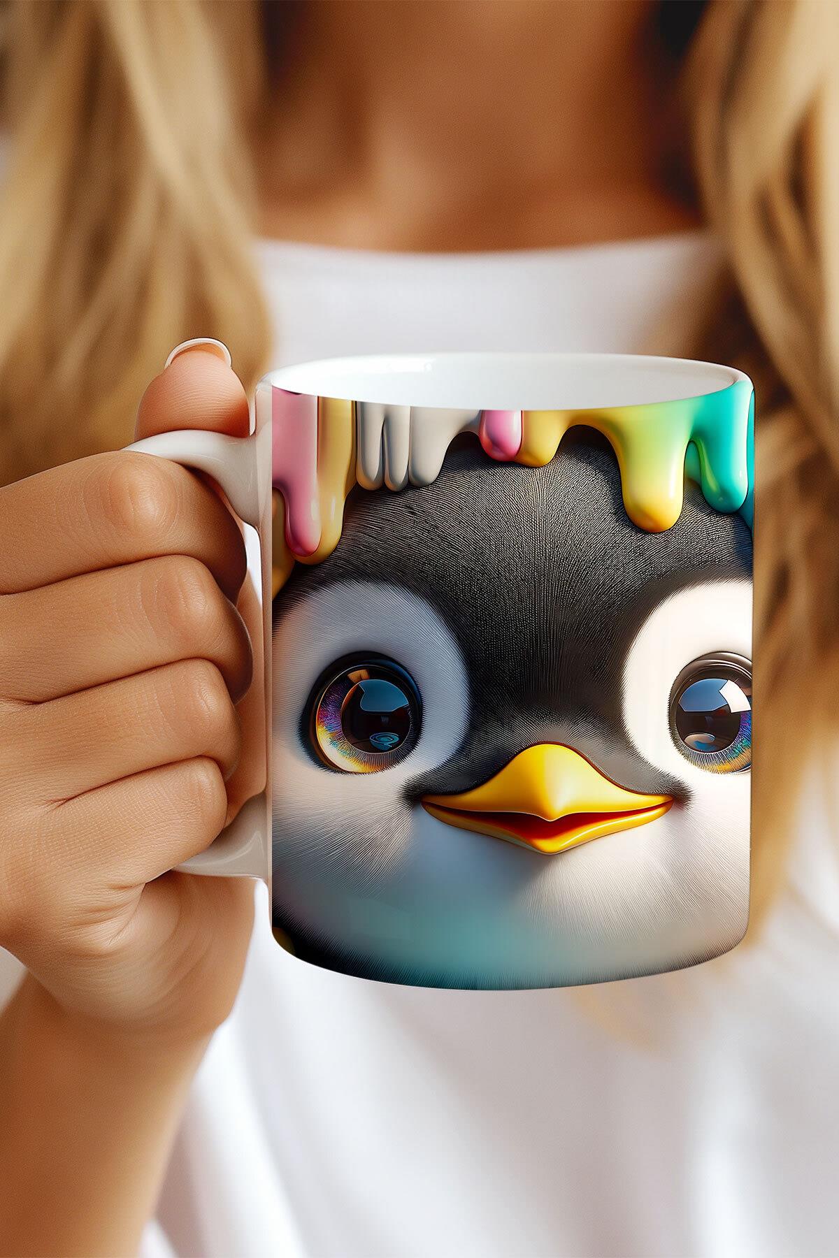 Renkli Sevimli Hayvanlar No:1 3D Tasarım Görünümlü Baskılı Kupa Bardak Mug