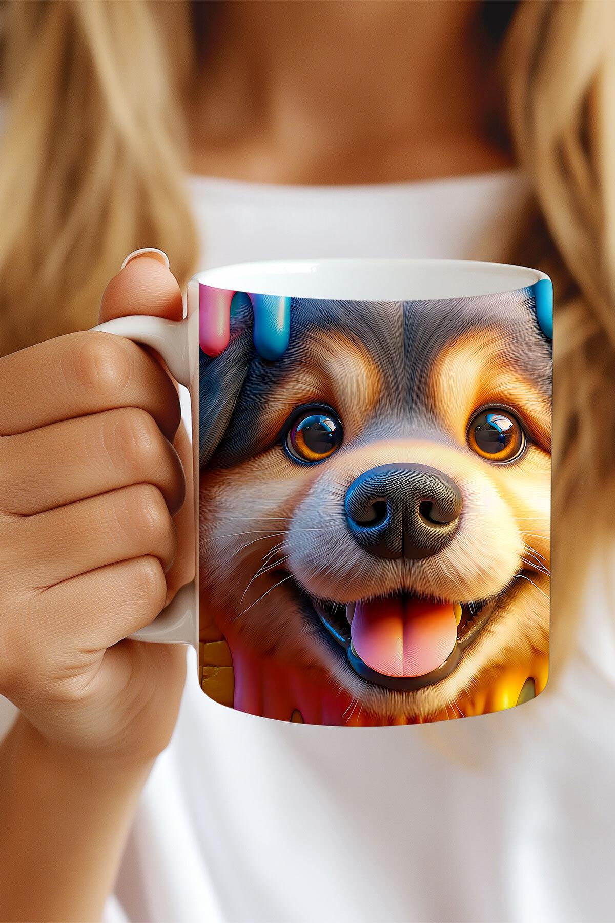 Renkli Sevimli Hayvanlar No:1 3D Tasarım Görünümlü Baskılı Kupa Bardak Mug