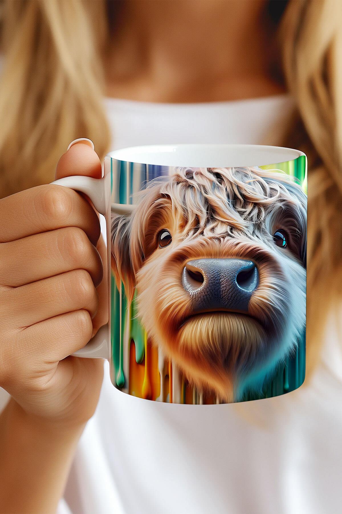 Renkli Sevimli Hayvanlar No:1 3D Tasarım Görünümlü Baskılı Kupa Bardak Mug