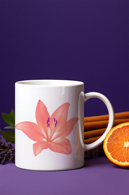 Renkli Zambak Çiçek Baskılı Hediyelik Beyaz Kupa Bardak