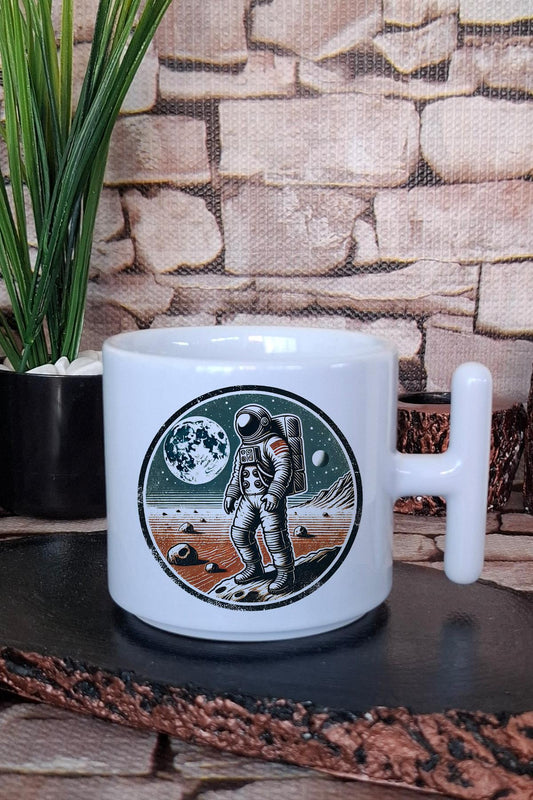 Retro Astronot Klasik Uzay Adamı Vintage Bilim Hediye T Kulplu Latte Fincanı Kupa Bardak
