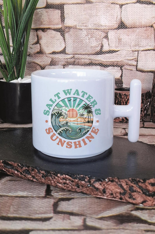 Salt Water And Sunshine Baskılı T Kulplu Latte Fincanı Kupa Bardak