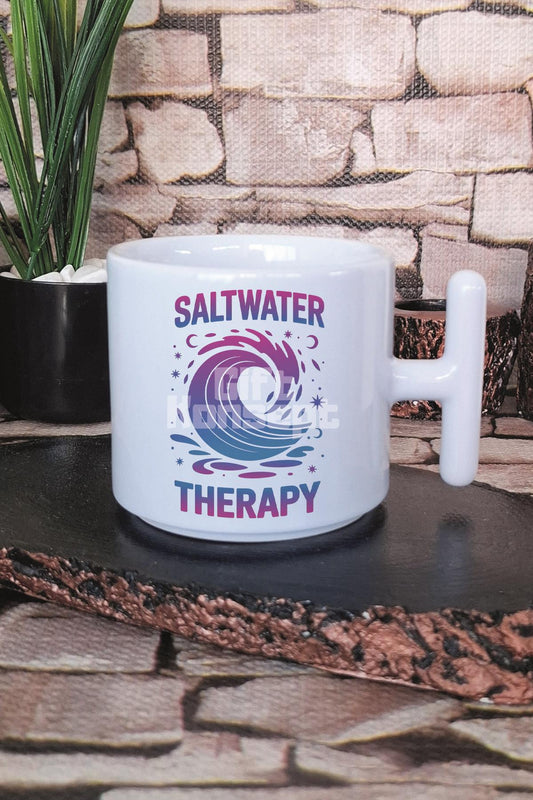 Saltwater Therapy Baskılı T Kulplu Latte Fincanı Kupa Bardak