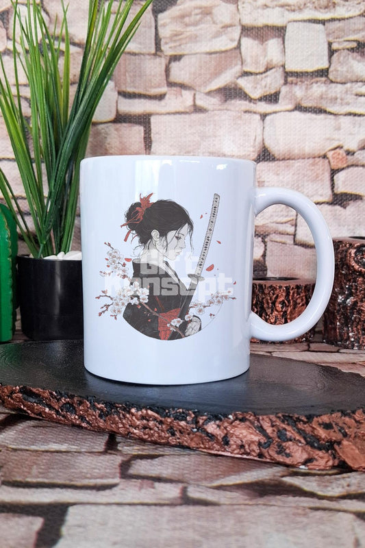 Samuray Kızı 4 Baskılı Anime Karakteri Japon Samuray Hediyelik Baskılı Çay Kahve Sunum Kupa Bardak