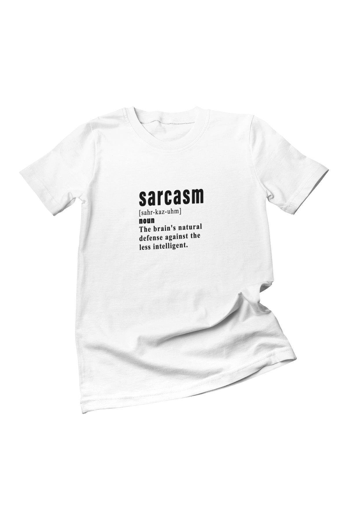 Sarcasm Baskılı Eğlenceli Hediyelik Beyaz Unisex T-Shirt