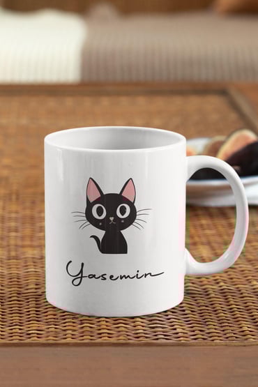 Şaşkın Kedi İsme Özel Kişiselleştirilebilir Baskılı Kupa Bardak