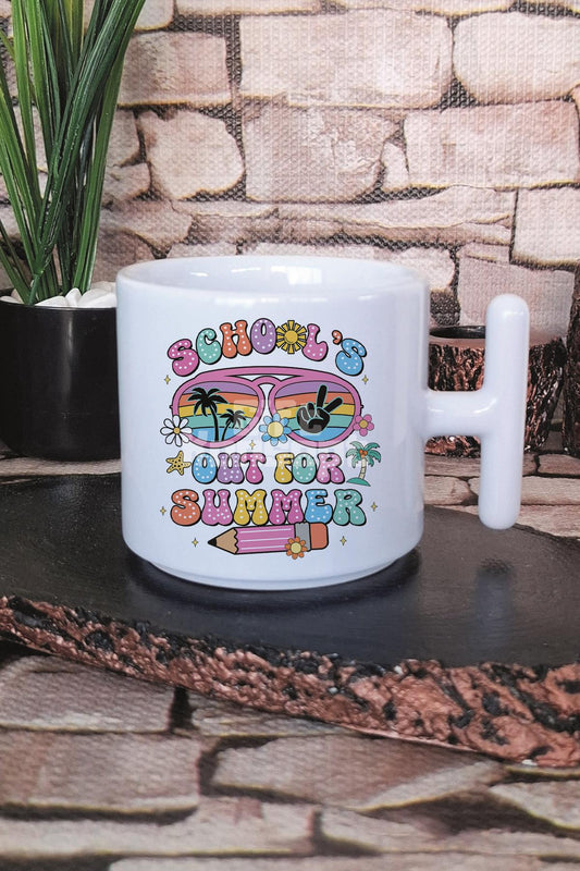Schools Out For Summer Doodle Baskılı T Kulplu Latte Fincanı Kupa Bardak