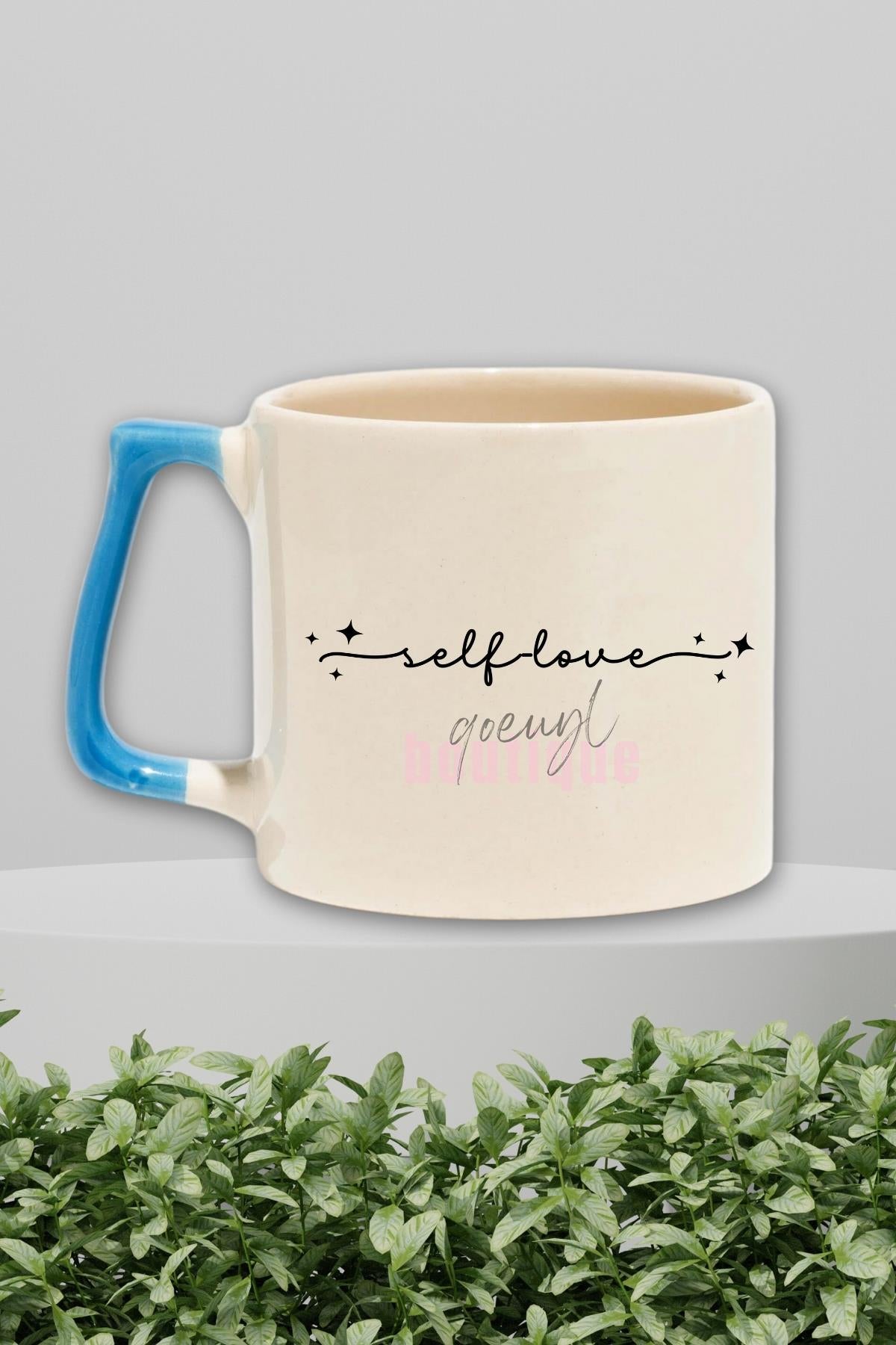 Self Love Yazılı Kendini Sevme Manifest Özsaygı Hediyelik Kulplu Kupa Bardak