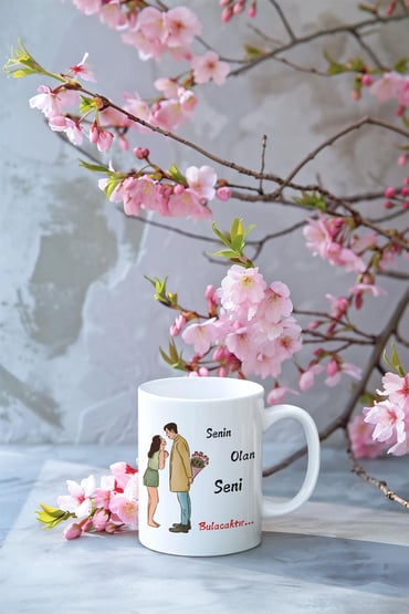 Senin Olan Sana Gelecektir. Eş, Sevgili, Karı-Koca Romantik Hediyelik Beyaz Kupa Bardak