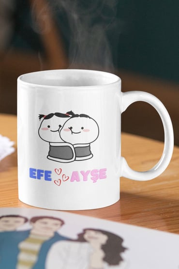 Sevgili Hediye Sevgililer Günü Özel Tasarım Kişiselleştirilebilir İsme Özel Baskılı Kupa Bardak