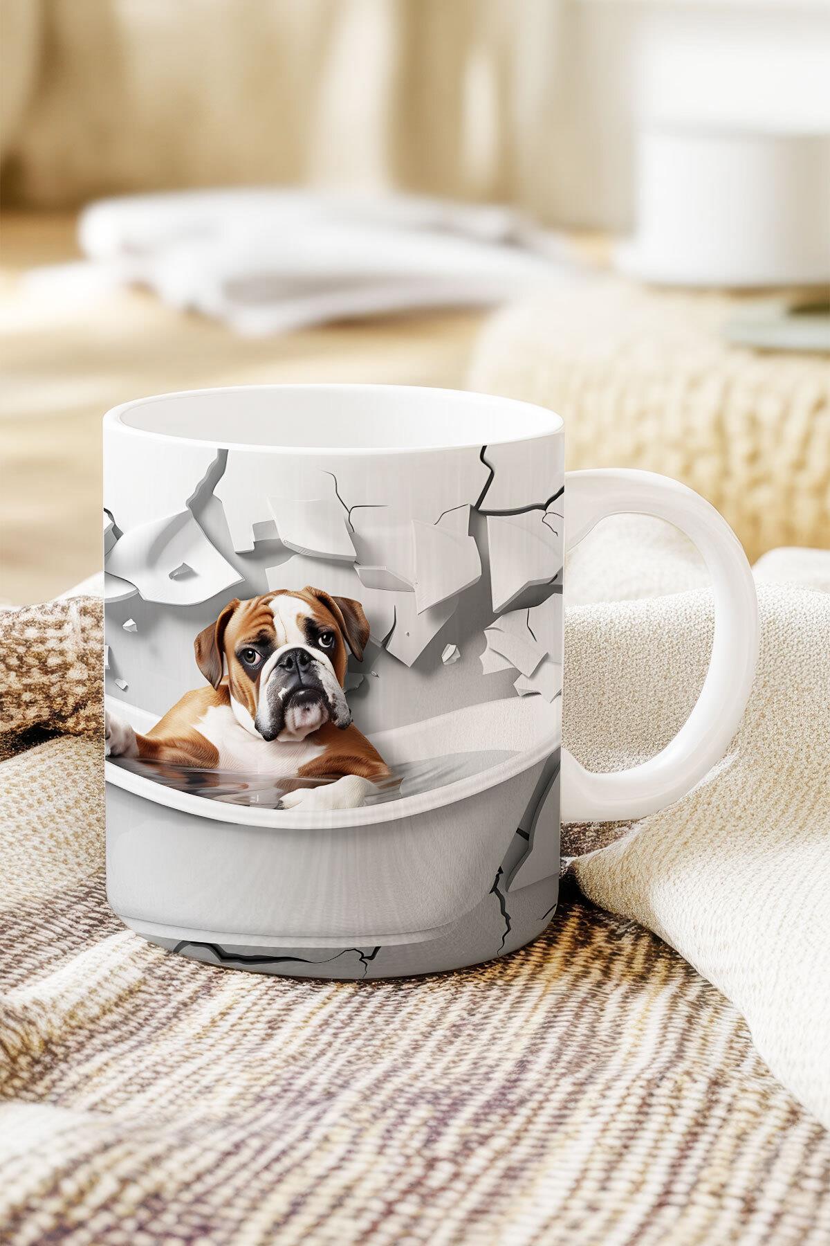 Sevimli Hayvanlar Çoban Köpeği 3D Tasarım Görünümlü Baskılı Kupa Bardak Mug