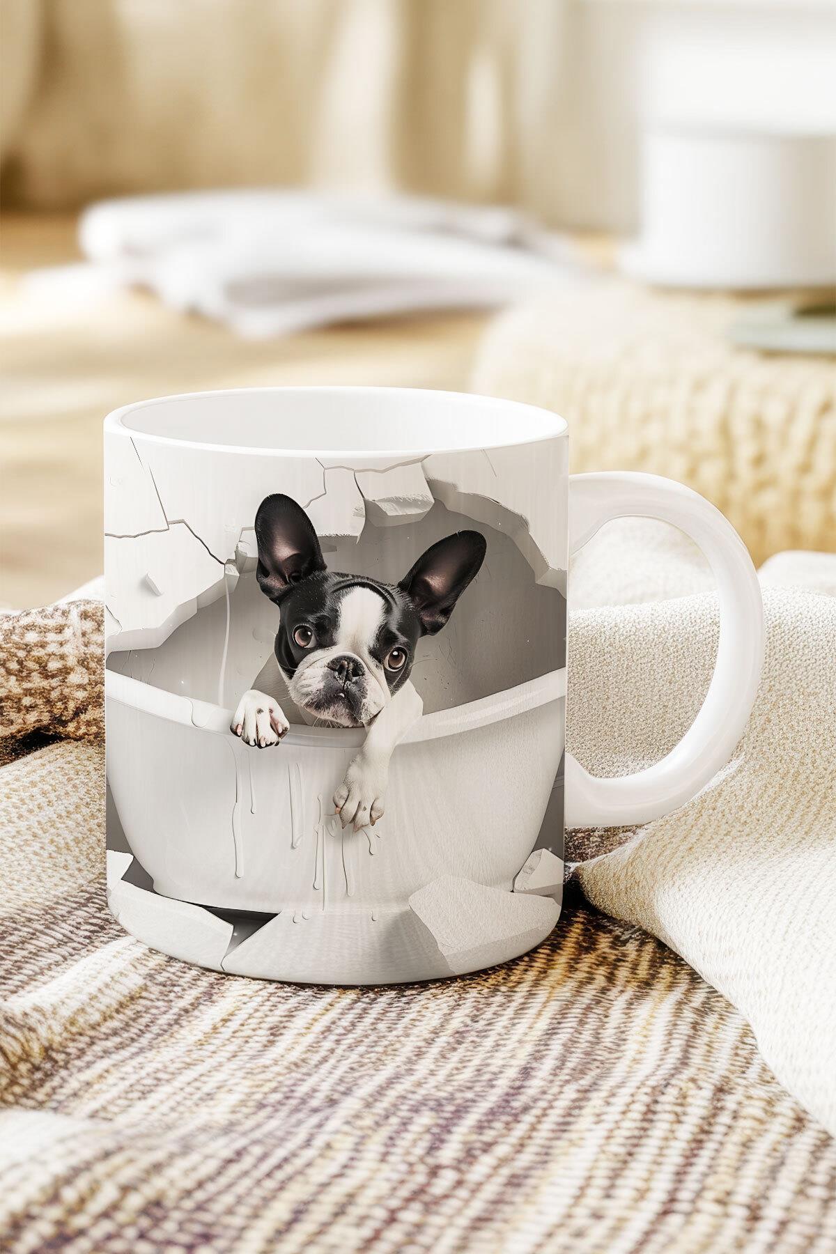 Sevimli Hayvanlar Çoban Köpeği 3D Tasarım Görünümlü Baskılı Kupa Bardak Mug