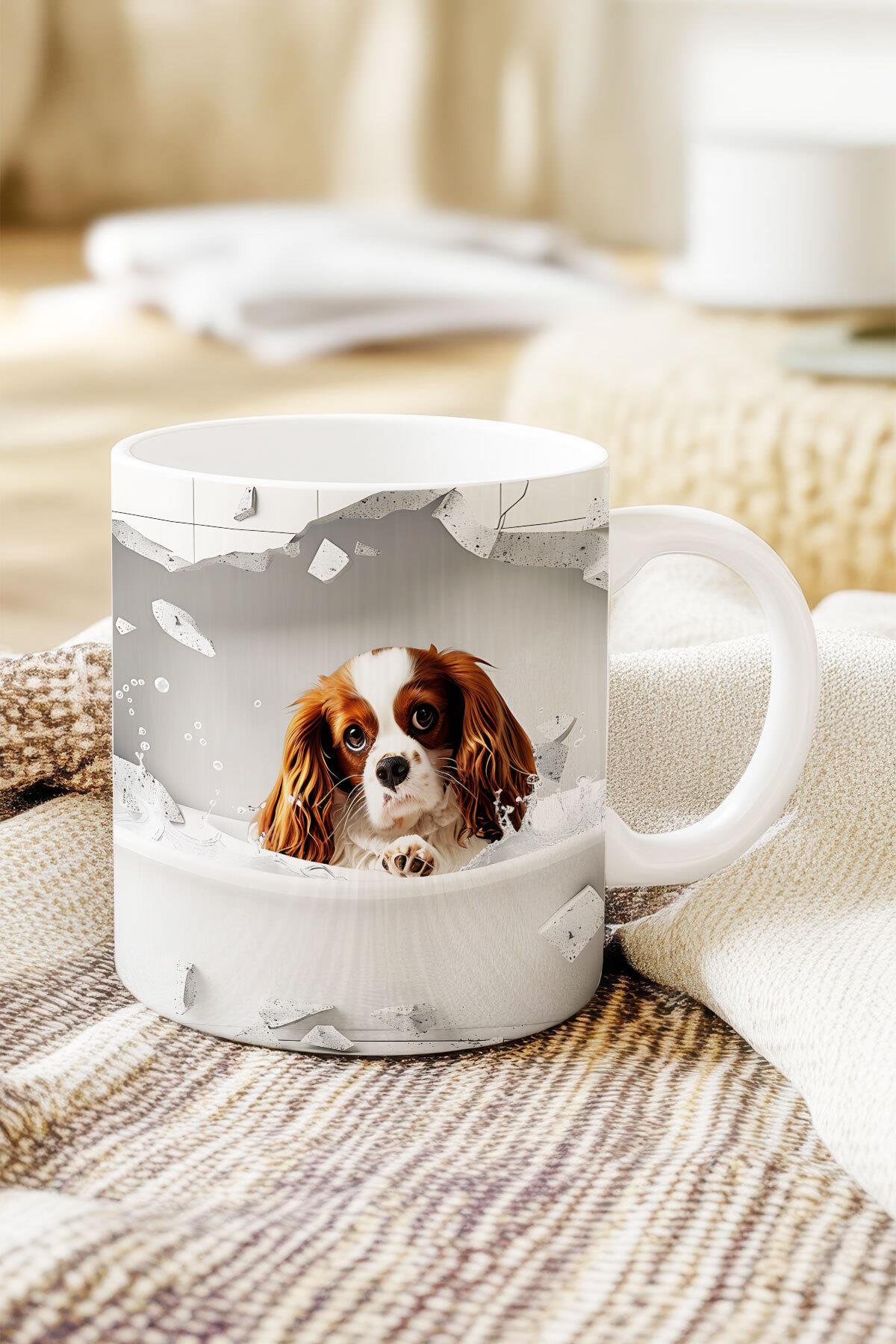 Sevimli Hayvanlar Çoban Köpeği 3D Tasarım Görünümlü Baskılı Kupa Bardak Mug