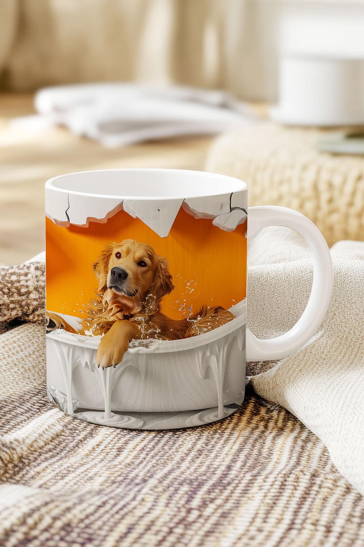Sevimli Hayvanlar Çoban Köpeği 3D Tasarım Görünümlü Baskılı Kupa Bardak Mug