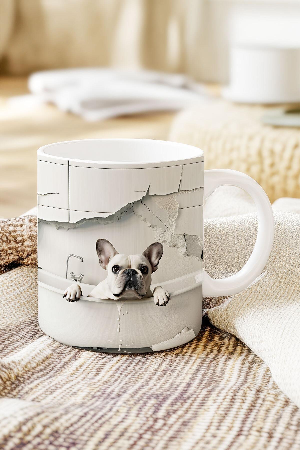 Sevimli Hayvanlar Çoban Köpeği 3D Tasarım Görünümlü Baskılı Kupa Bardak Mug