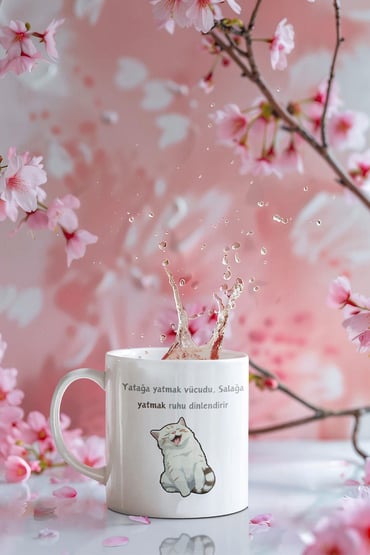 Sevimli Kedi Baskılı Hediyelik Eğlenceli Sevimli Beyaz Kupa Bardak