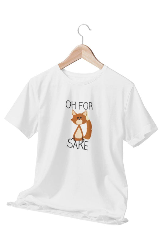Sevimli Tilki Oh For Fox Sake Baskılı Sevgili Arkadaş Doğum Günü Hediyelik Beyaz Unisex T-Shirt