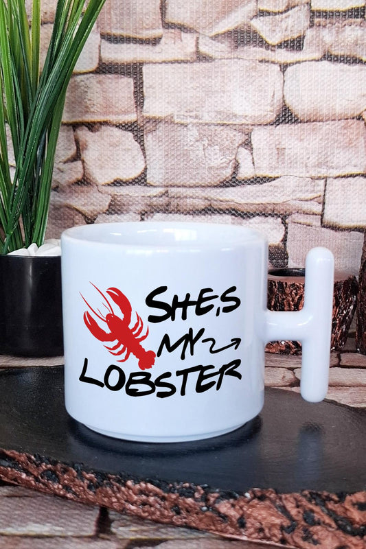 She's My Lobster Friends Baskılı T Kulplu Latte Fincanı Kupa Bardak