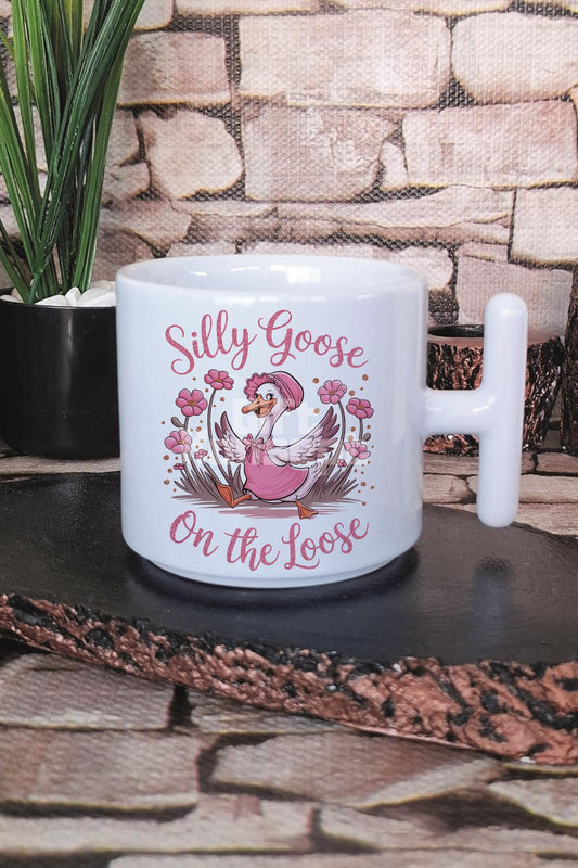 Silly Goose On The Loose Baskılı T Kulplu Latte Fincanı Kupa Bardak