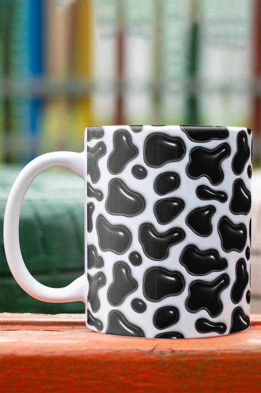 Siyah Beyaz Desenli 3D Tasarım Görünümlü Baskılı Kupa Bardak Mug