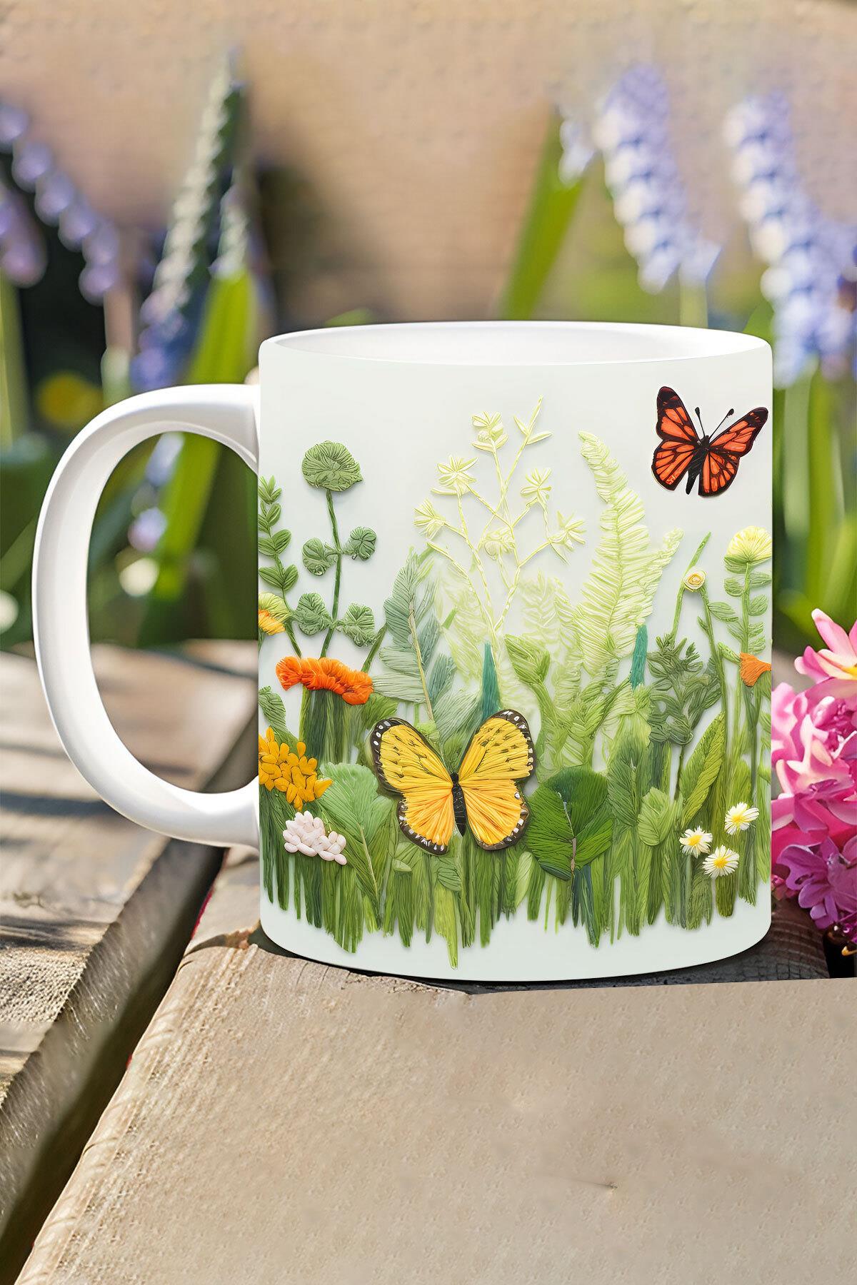 Soft Renk Çiçekler No:1 3D Tasarım Görünümlü Baskılı Kupa Bardak Mug