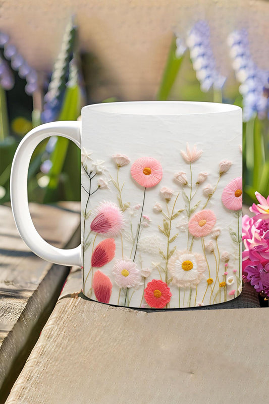 Soft Renk Çiçekler No:1 3D Tasarım Görünümlü Baskılı Kupa Bardak Mug