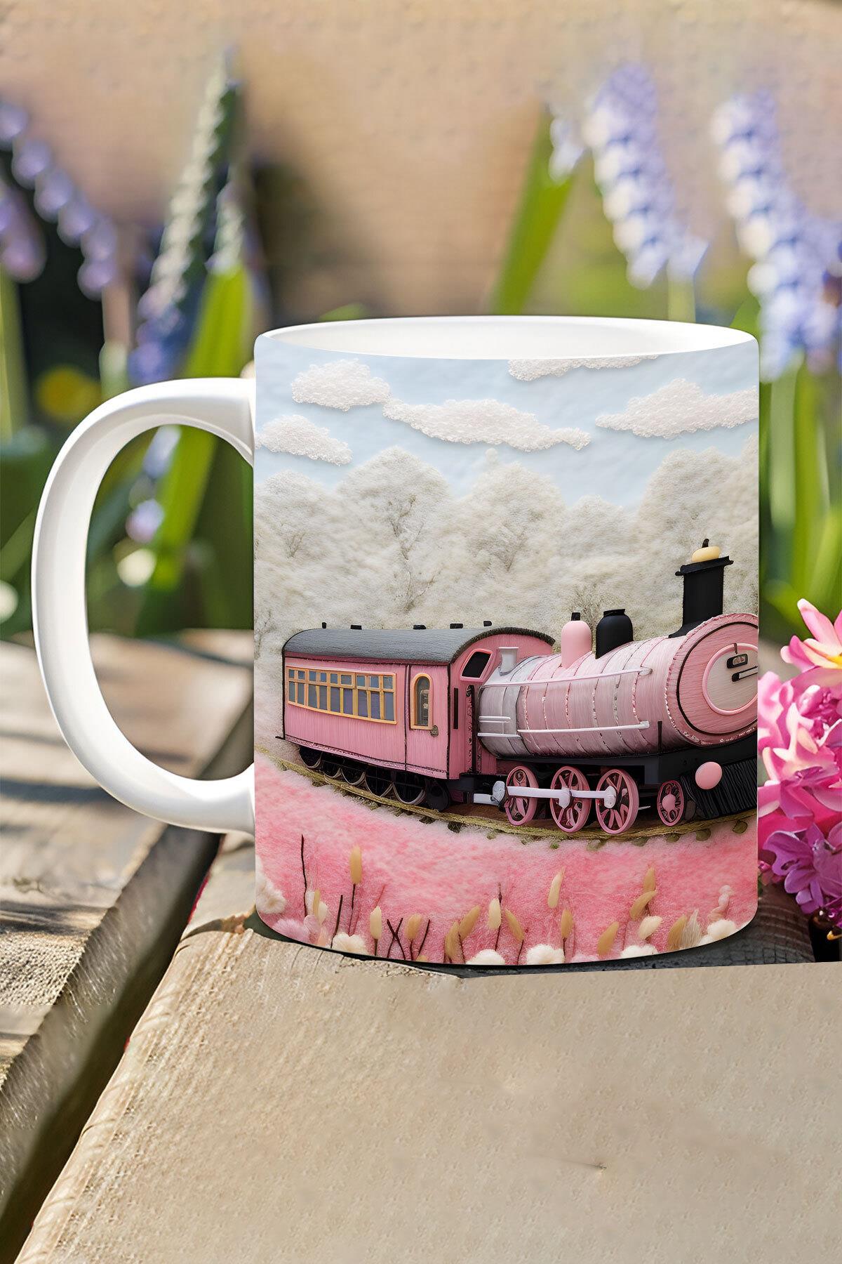 Soft Renk Çiçekler No:1 3D Tasarım Görünümlü Baskılı Kupa Bardak Mug