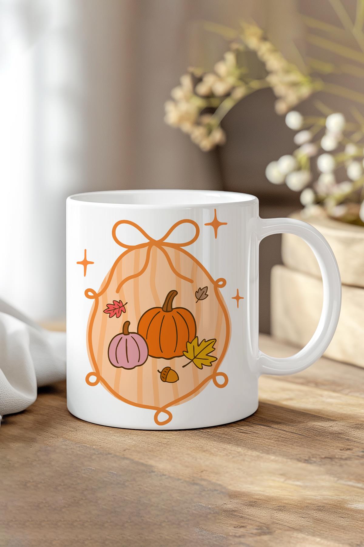 Sonbahar Temalı Balkabakları Baskılı Hediyelik Kupa Bardak