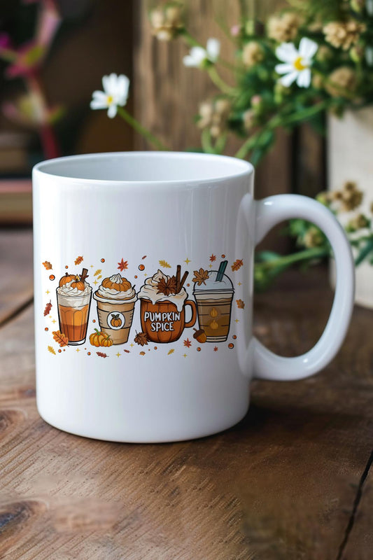 Sonbahar Temalı Kahveler No:1 Baskılı Hediyelik Kupa Bardak