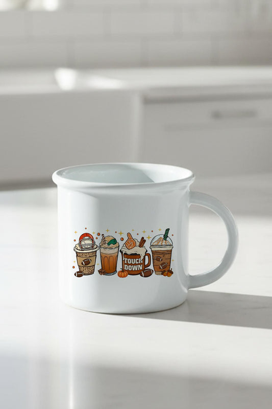 Sonbahar Temalı Kahveler No:8 Baskılı Enamel Görünümlü Seramik Vintage Kupa Bardak