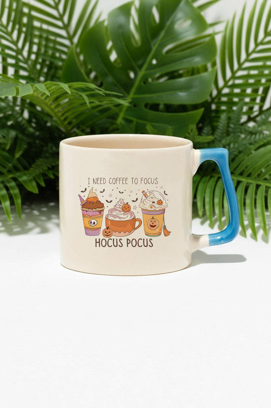 Sonbahar Temalı Kahveler No:9 Baskılı Mavi D Kulplu Kupa Bardak