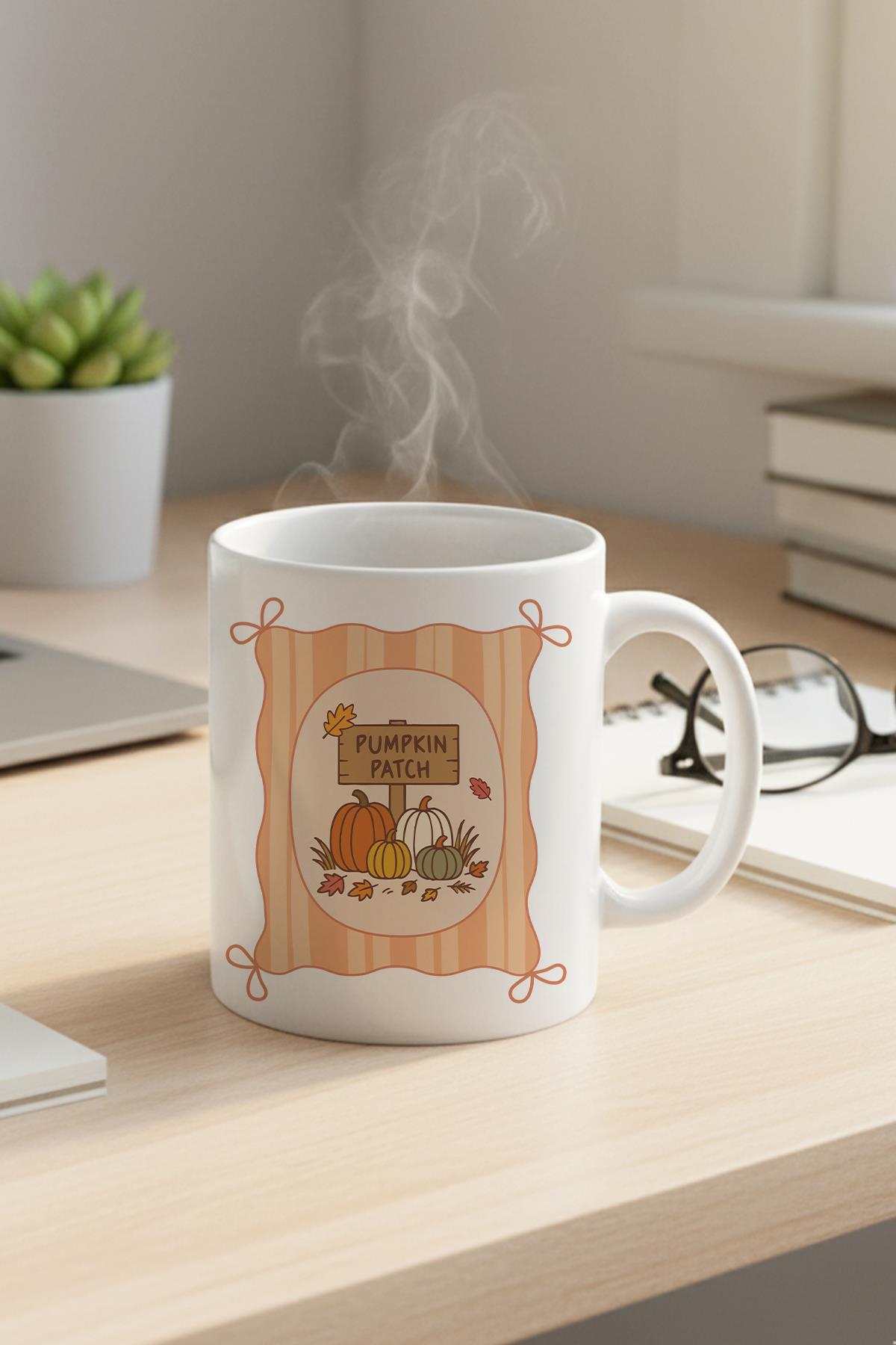 Sonbahar Temalı Pumpkin Patch Baskılı Hediyelik Kupa Bardak