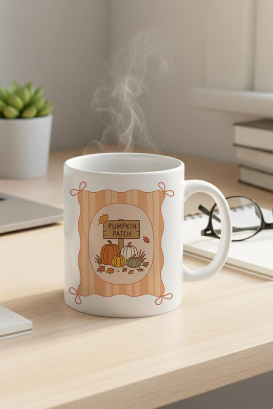 Sonbahar Temalı Pumpkin Patch Baskılı Hediyelik Kupa Bardak