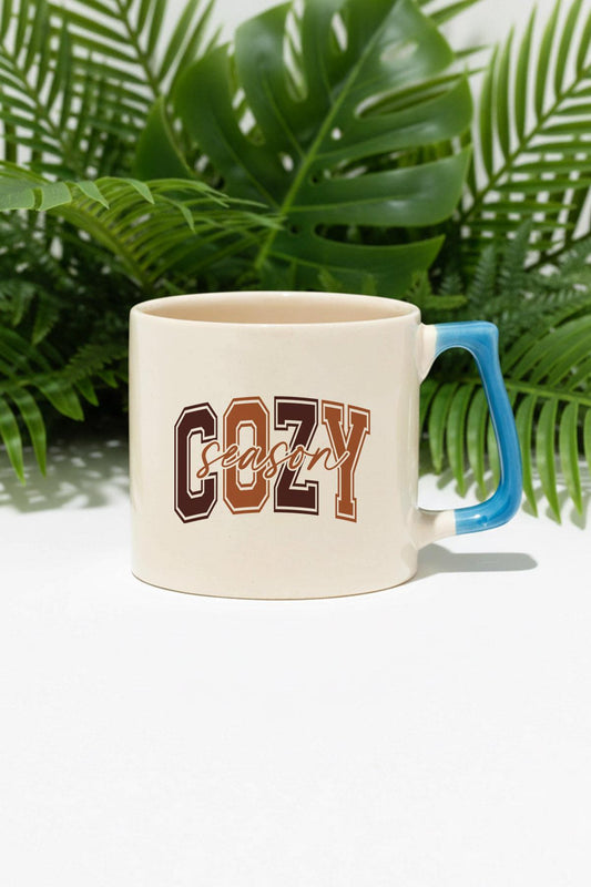 Sonbahar Teması Cozy Season Baskılı Mavi D Kulplu Kupa Bardak