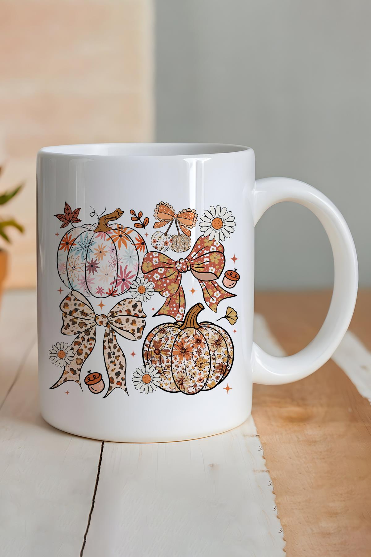 Sonbahar Teması Pumpkin Couqette No:2 Baskılı Hediyelik Kupa Bardak