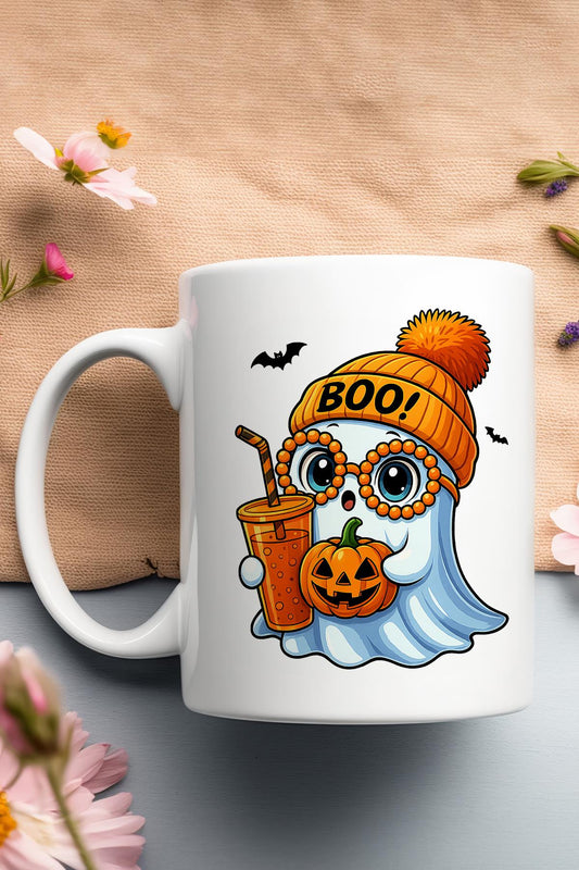 Sonbahar Teması Sevimli Halloween Hayalet Baskılı Hediyelik Kupa Bardak