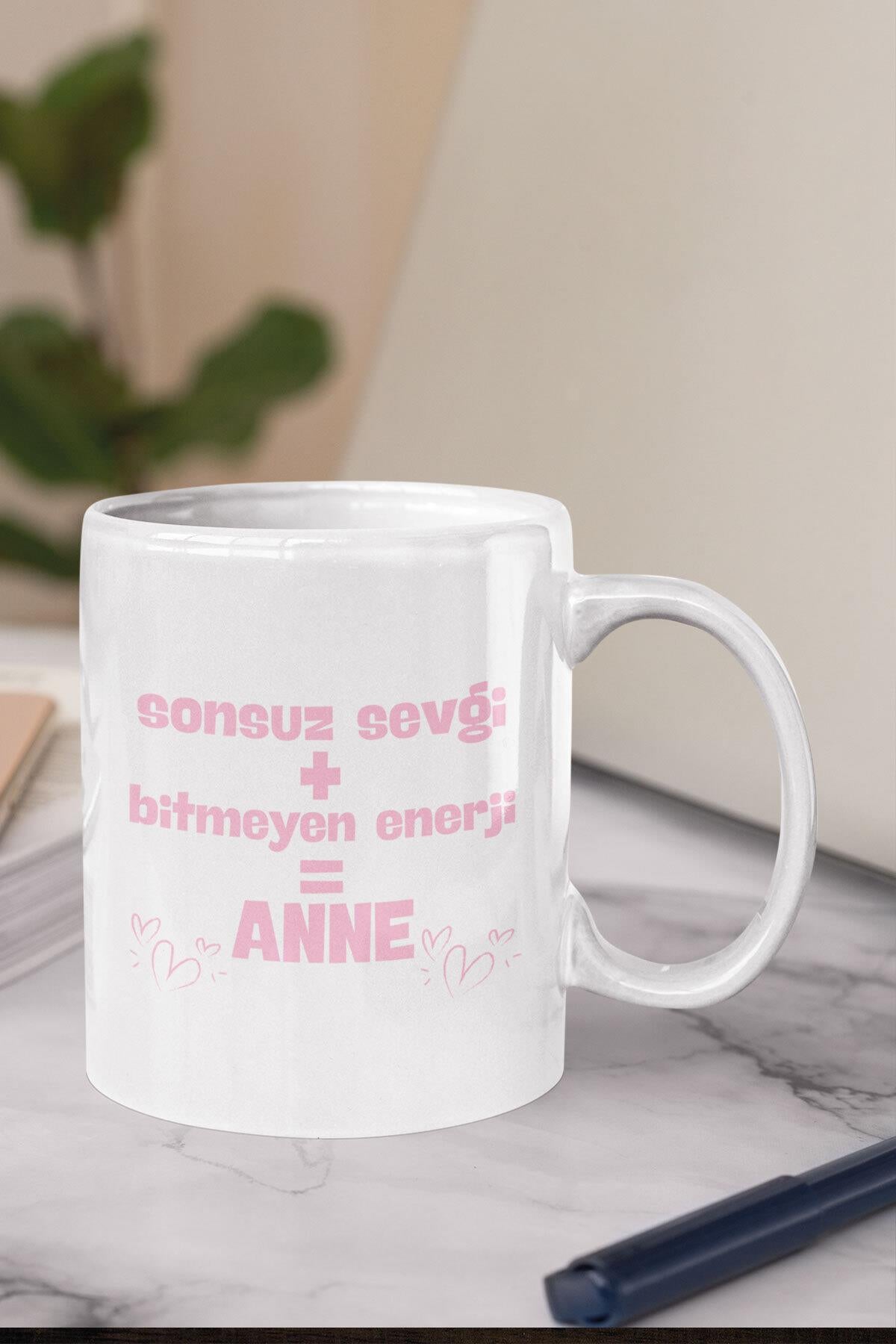 Sonsuz Sevgi Bitmeyen Enerji Baskılı Anneler Günü Anneye Hediye Kupa Bardak