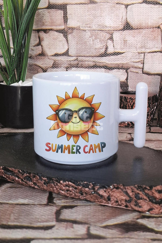 Summer Camp Baskılı T Kulplu Latte Fincanı Kupa Bardak