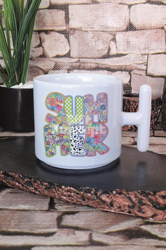 Summer Coastal Trendy Summer Baskılı T Kulplu Latte Fincanı Kupa Bardak