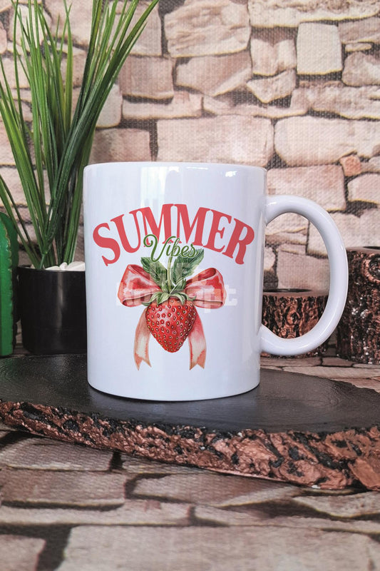 Summer Vibes Çilek Baskılı Hediyelik Kupa Bardak