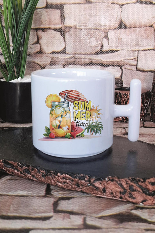 Summer Vibes Cocktails Baskılı T Kulplu Latte Fincanı Kupa Bardak