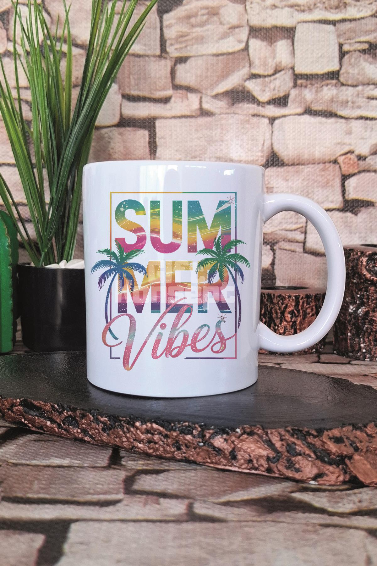 Summer Vibes Tropikal Baskılı Hediyelik Kupa Bardak