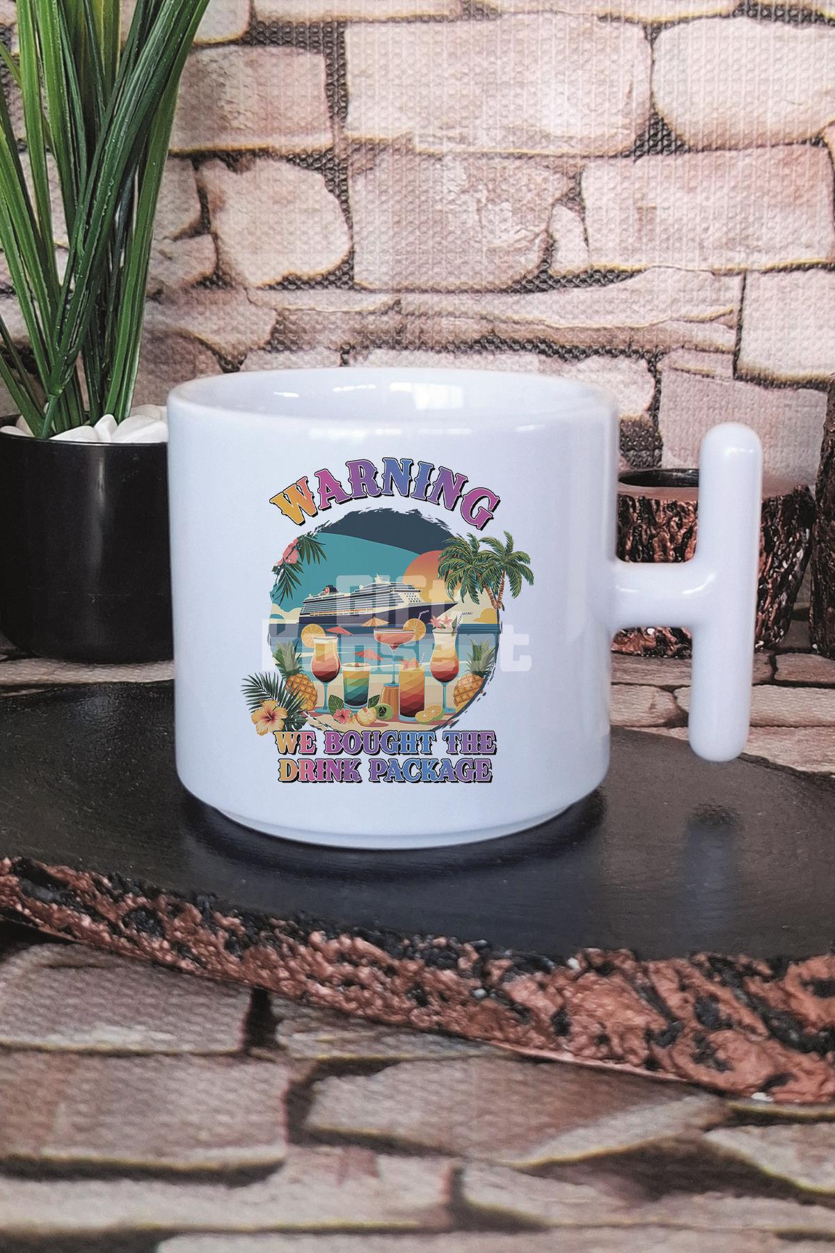 Sunshine And Sweet Tea Baskılı T Kulplu Latte Fincanı Kupa Bardak