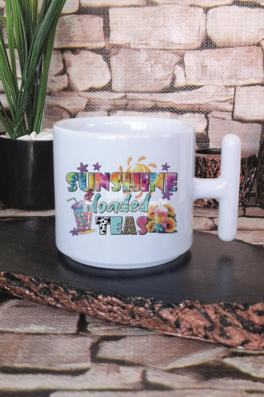 Sunshine Loaded Teas Baskılı T Kulplu Latte Fincanı Kupa Bardak