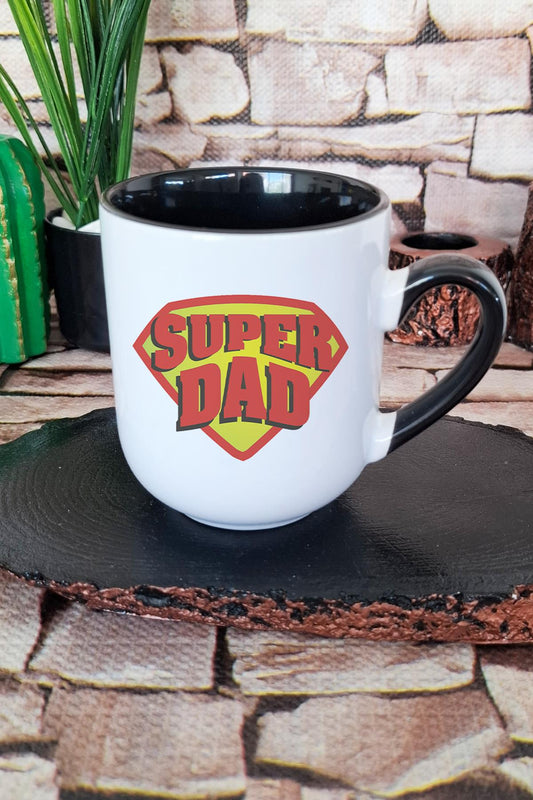 Super Dad Babalar Günü Doğum Günü Hediye Baskılı İçi ve Kulpu Siyah Renkli Premium Kupa Bardak